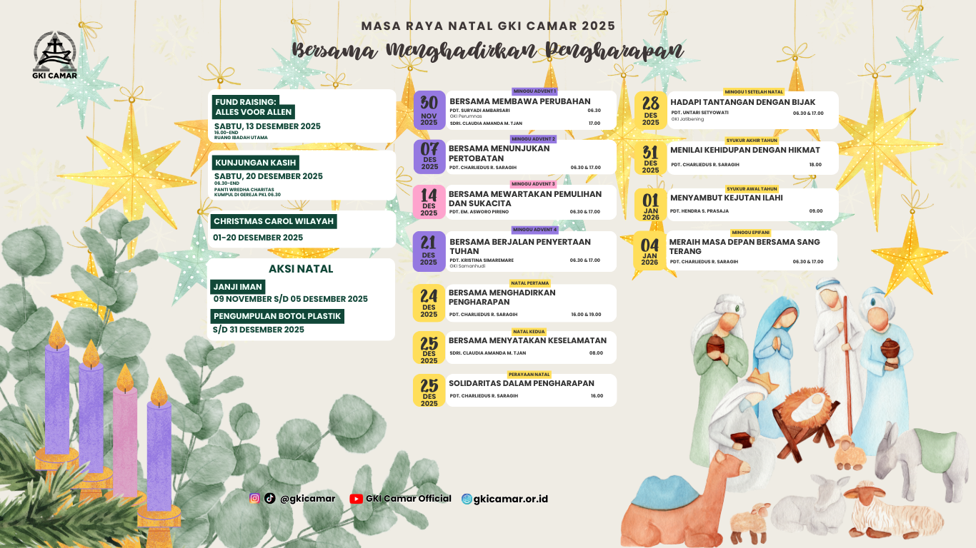Full Jadwal Masa Raya Natal GKI Camar 2025