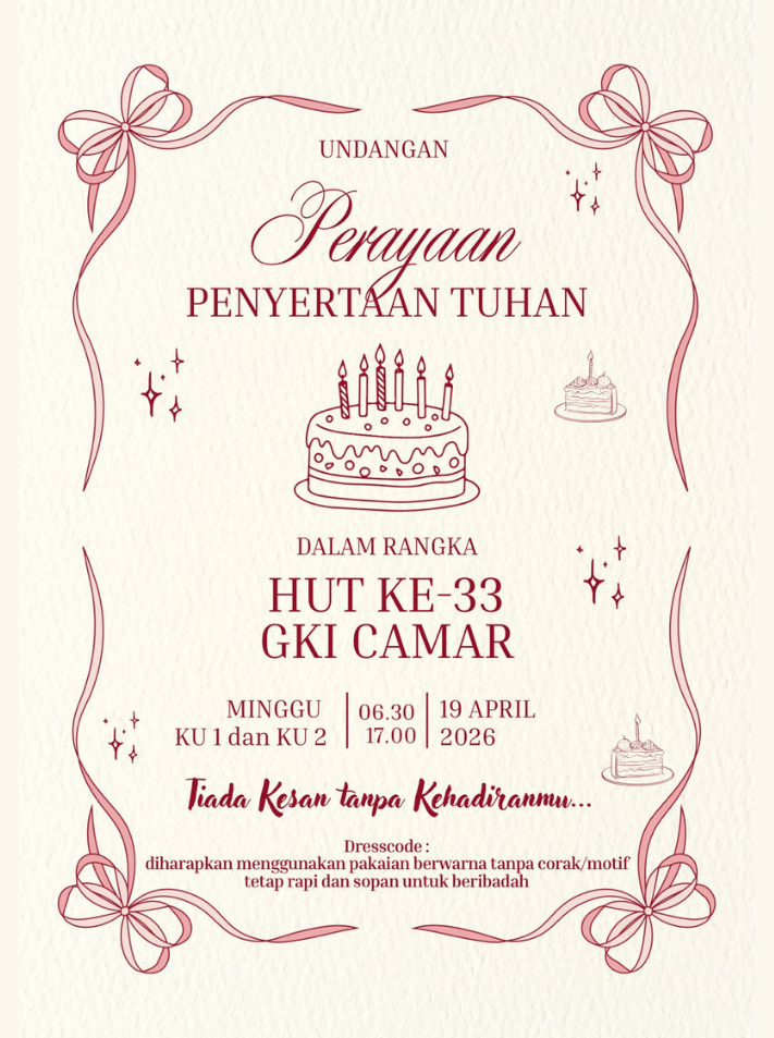 Ibadah HUT GKI 33 Tahun - GKI Camar Bekasi